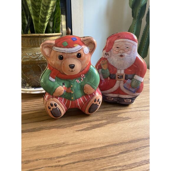 Vintage 1980s Cookie Tins Cookies Are A Bare Necessity Santa Collectible Tin - Picture 1 of 5